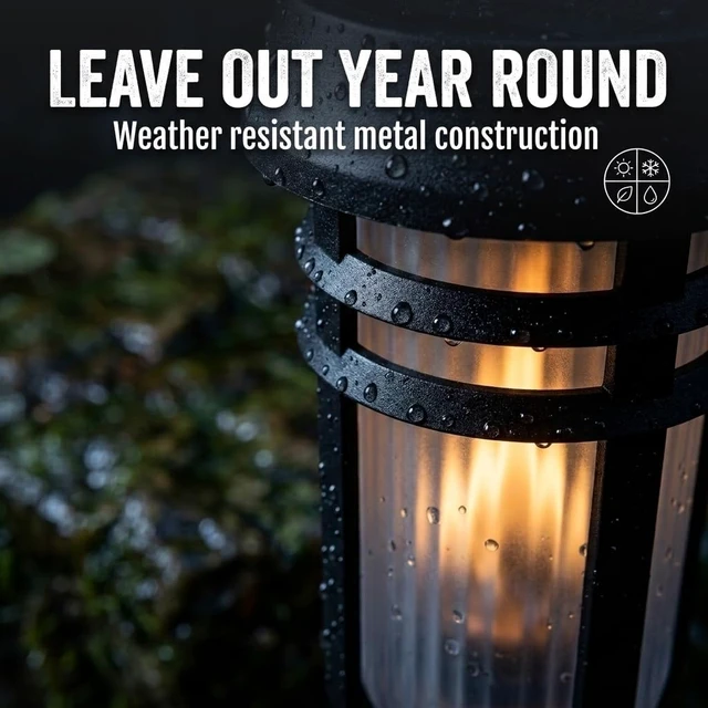 Alt view image 7 of 7 - Metal Solar Tiki Torch Lights with Patented Fire Effect