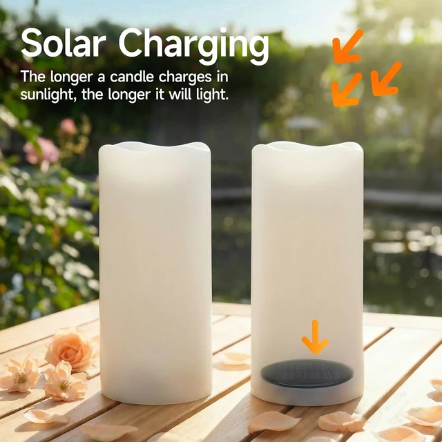 Alt view image 2 of 7 - 4"x10" Solar Candles Outdoor Waterproof IP65 Dusk to Dawn Sensor