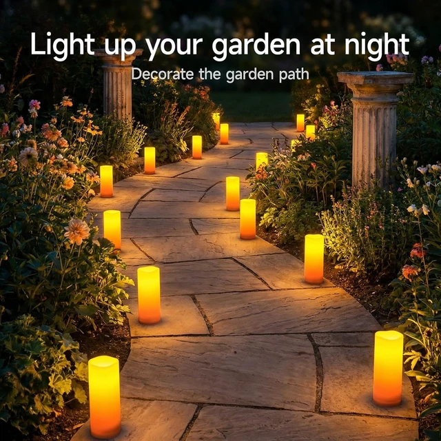 Alt view image 5 of 7 - 4"x10" Solar Candles Outdoor Waterproof IP65 Dusk to Dawn Sensor