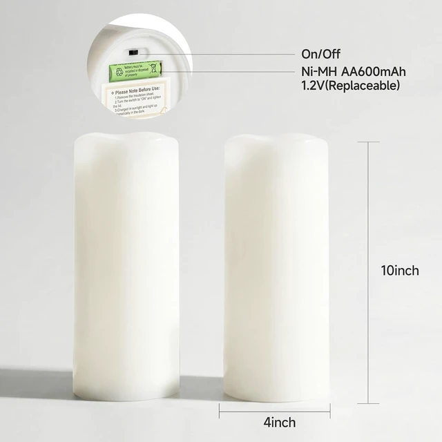 Alt view image 6 of 7 - 4"x10" Solar Candles Outdoor Waterproof IP65 Dusk to Dawn Sensor