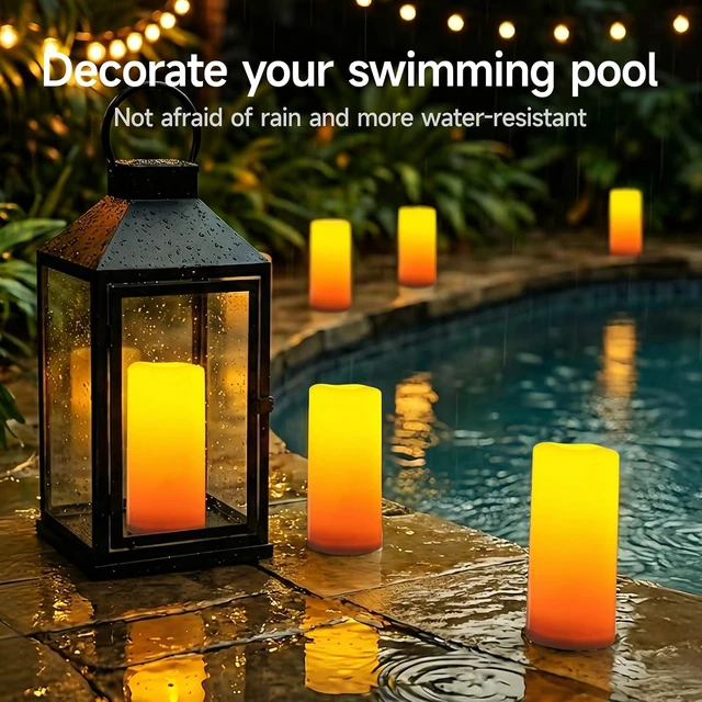 Alt view image 7 of 7 - 4"x10" Solar Candles Outdoor Waterproof IP65 Dusk to Dawn Sensor