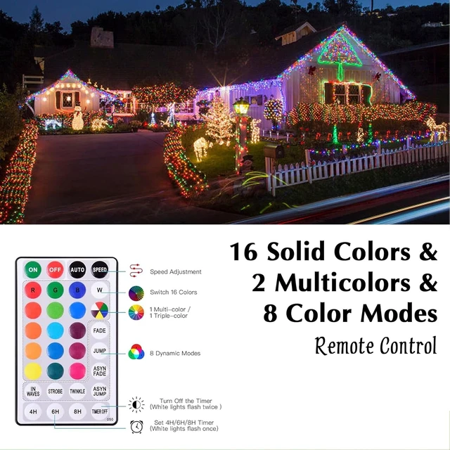 Alt view image 3 of 7 - 66FT Solar Rope Lights Outdoor 200 LEDs, 19 Colors with Remote