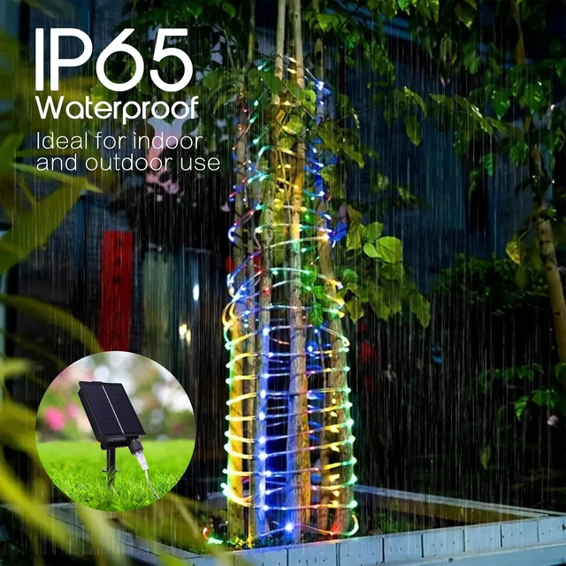 Alt view image 5 of 7 - 66FT Solar Rope Lights Outdoor 200 LEDs, 19 Colors with Remote