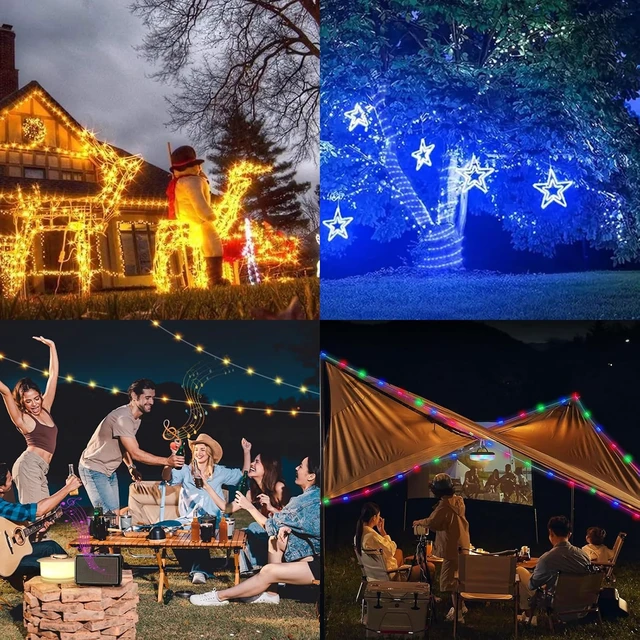Alt view image 7 of 7 - 66FT Solar Rope Lights Outdoor 200 LEDs, 19 Colors with Remote