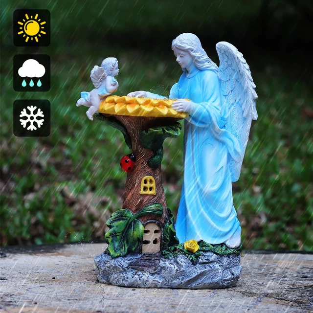 Alt view image 3 of 7 - Solar Angel Garden Statue with Color Changing Light, Outdoor Decor