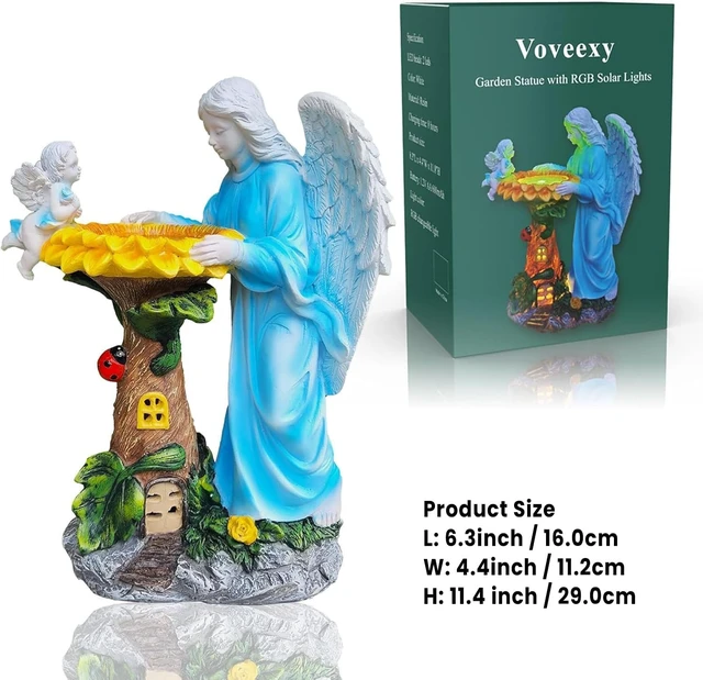Alt view image 7 of 7 - Solar Angel Garden Statue with Color Changing Light, Outdoor Decor