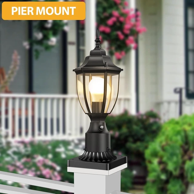 Alt view image 4 of 7 - Aluminum Dusk to Dawn Outdoor Post Light Fixture