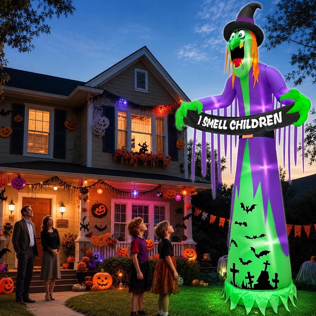 Alt view image 5 of 6 - 12FT Giant Halloween Witch Inflatable Outdoor Garden Decor