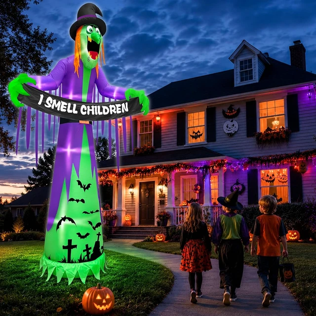 Alt view image 3 of 6 - 12FT Giant Halloween Witch Inflatable Outdoor Garden Decor