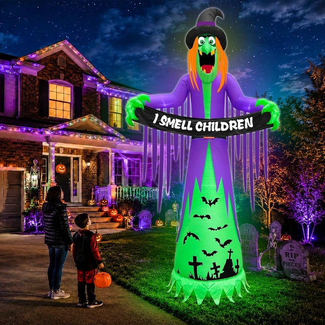 Alt view image 6 of 6 - 12FT Giant Halloween Witch Inflatable Outdoor Garden Decor