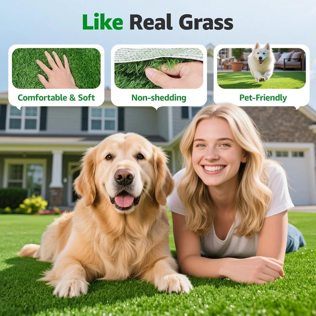 Alt view image 2 of 7 - 3.2x6.5FT Artificial Grass Turf with Drainage Holes, Indoor Outdoor
