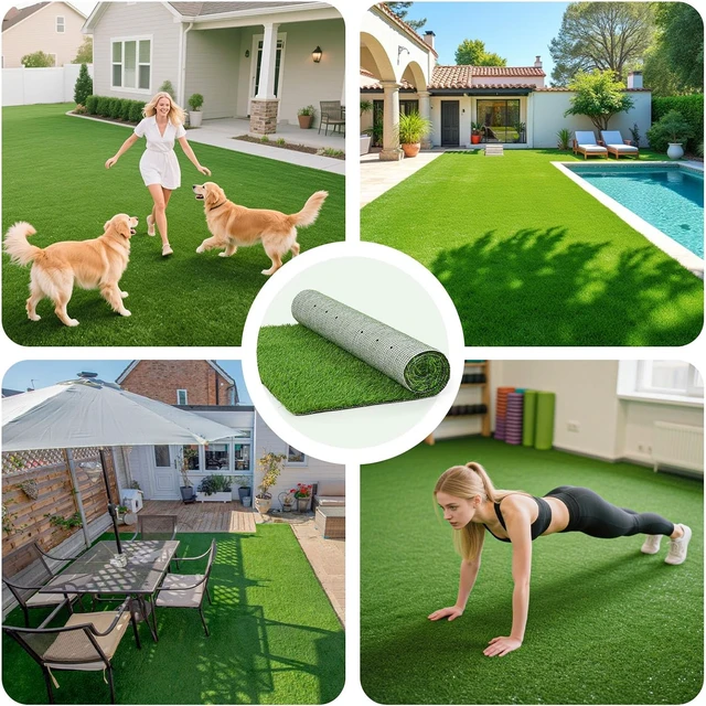 Alt view image 4 of 7 - 3.2x6.5FT Artificial Grass Turf with Drainage Holes, Indoor Outdoor