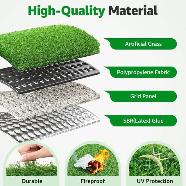 Alt view image 5 of 7 - 3.2x6.5FT Artificial Grass Turf with Drainage Holes, Indoor Outdoor