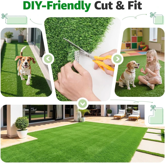 Alt view image 7 of 7 - 3.2x6.5FT Artificial Grass Turf with Drainage Holes, Indoor Outdoor