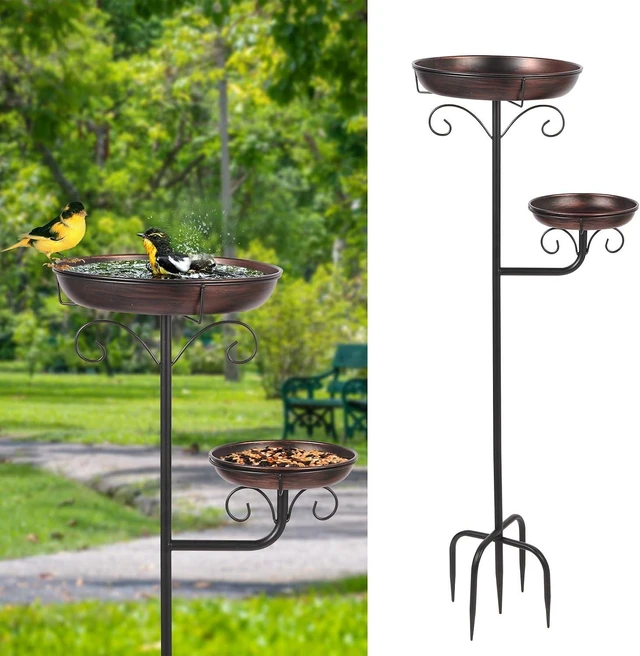 Main image of 42" Large Freestanding Metal Bird Bath for Outdoors Removable Bowl with 5 Strong Stakes, Ground Mounted Feeder for Garden, Backyard, Lawn
