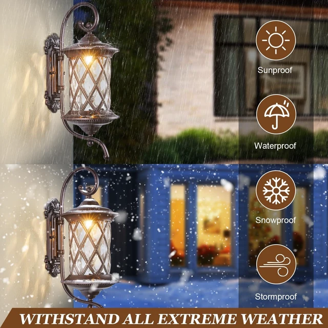 Alt view image 3 of 7 - 24" Large Oil Rubbed Bronze Outdoor Coach Wall Lantern Retro Waterproof Aluminum Sconce with Water Glass for Garage, Front Door, Garden