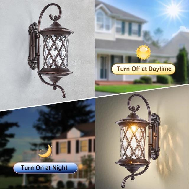 Alt view image 4 of 7 - 24" Large Oil Rubbed Bronze Outdoor Coach Wall Lantern Retro Waterproof Aluminum Sconce with Water Glass for Garage, Front Door, Garden