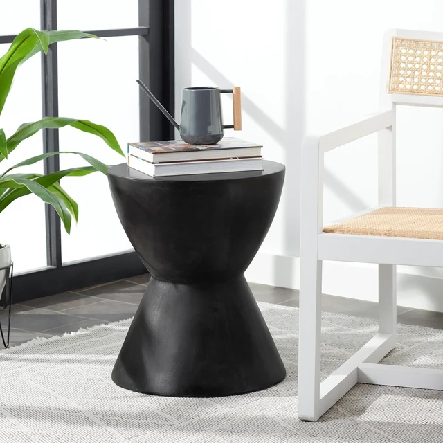 Alt view image 2 of 6 - 14.9" Athena Concrete Outdoor Accent Stool, Black, VNN1011C