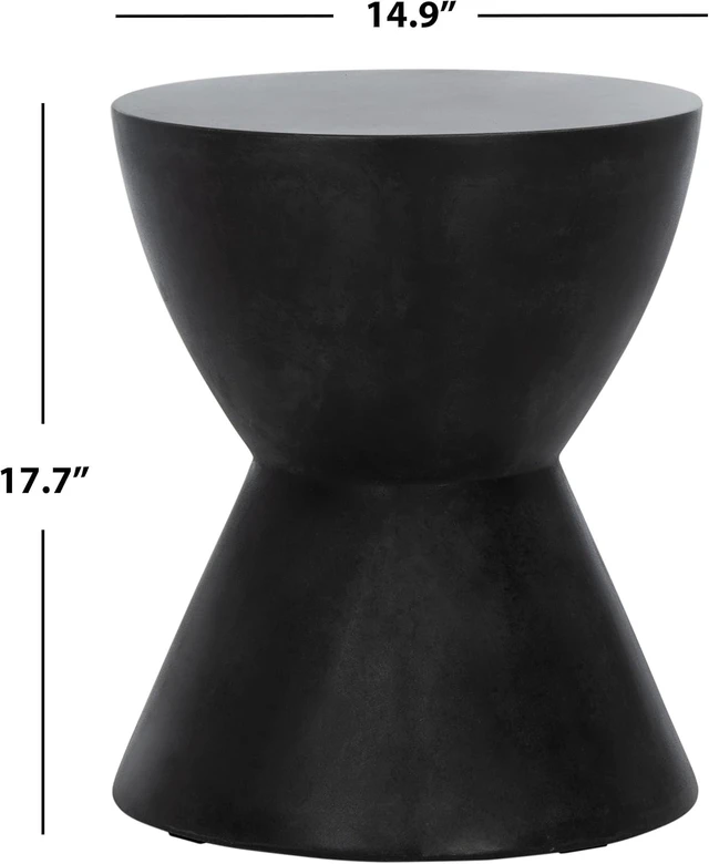 Alt view image 3 of 6 - 14.9" Athena Concrete Outdoor Accent Stool, Black, VNN1011C