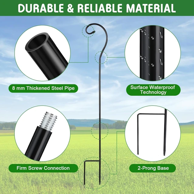 Alt view image 3 of 7 - 12 Pcs 35 Inch Rust-Resistant Steel Shepherds Hooks for Outdoor Bird Feeders, Hanging Lanterns, Solar Lights, Garden & Wedding