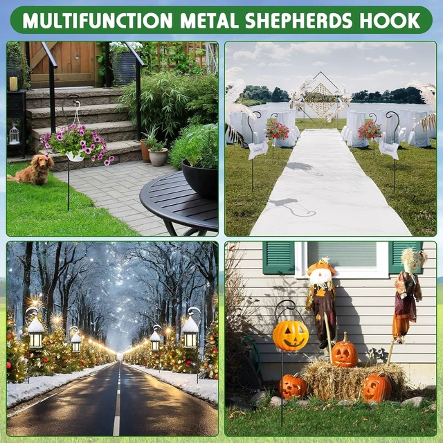Alt view image 7 of 7 - 12 Pcs 35 Inch Rust-Resistant Steel Shepherds Hooks for Outdoor Bird Feeders, Hanging Lanterns, Solar Lights, Garden & Wedding