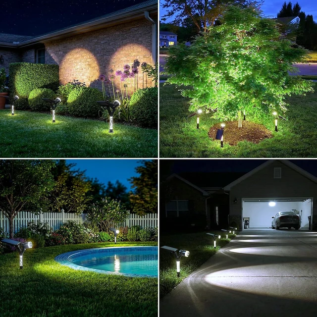 Alt view image 6 of 7 - 4 Pack Cool White Waterproof Solar Spot Lights Outdoor