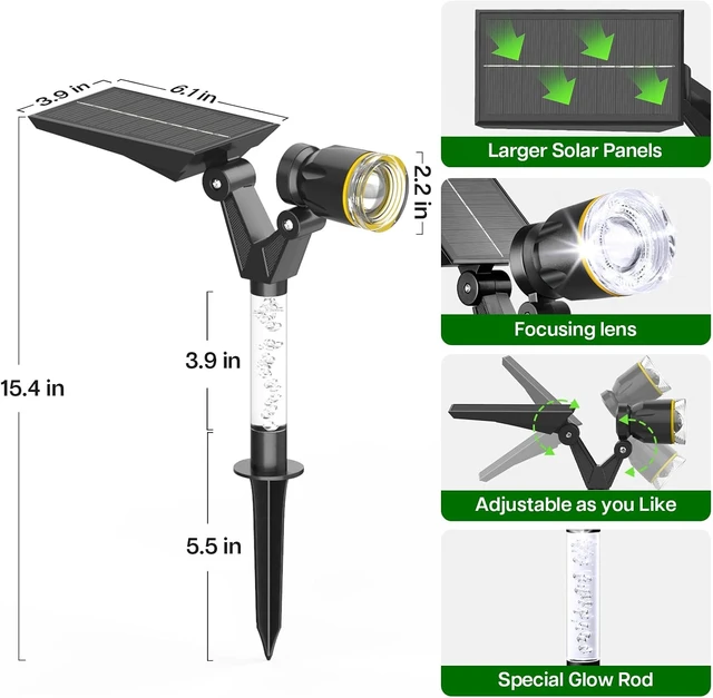 Alt view image 7 of 7 - 4 Pack Cool White Waterproof Solar Spot Lights Outdoor