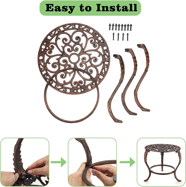 Alt view image 2 of 7 - Heavy Duty Cast Iron Metal Plant Stand, Indoor Outdoor