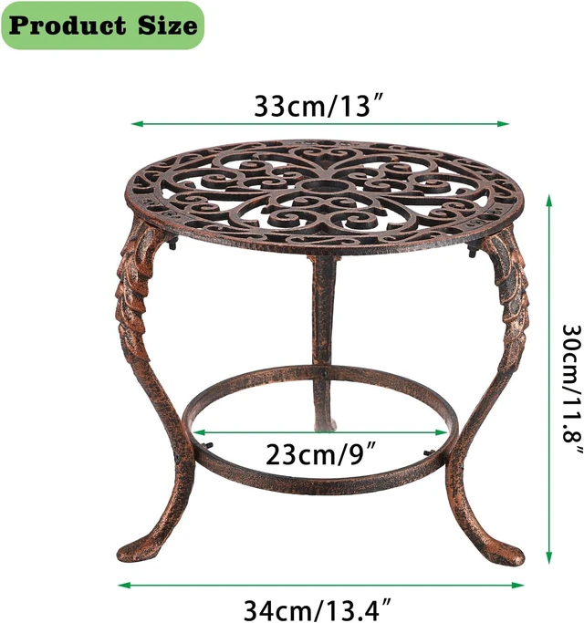 Alt view image 3 of 7 - Heavy Duty Cast Iron Metal Plant Stand, Indoor Outdoor