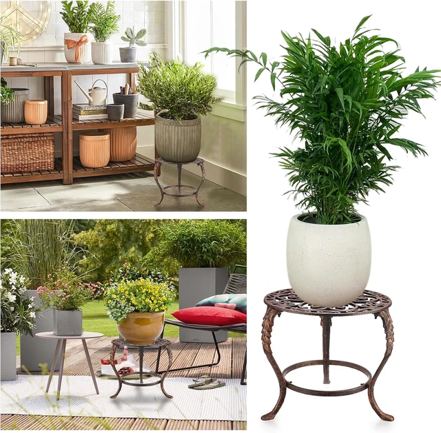 Alt view image 7 of 7 - Heavy Duty Cast Iron Metal Plant Stand, Indoor Outdoor