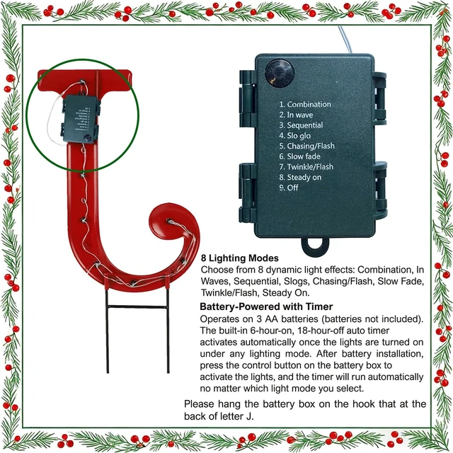 Alt view image 5 of 7 - 15" Lighted Joy Letter Nativity Scene Outdoor Decor Xmas Metal Religious Yard Set with Stake, Battery Powered for Home, Garden, Patio, Lawn