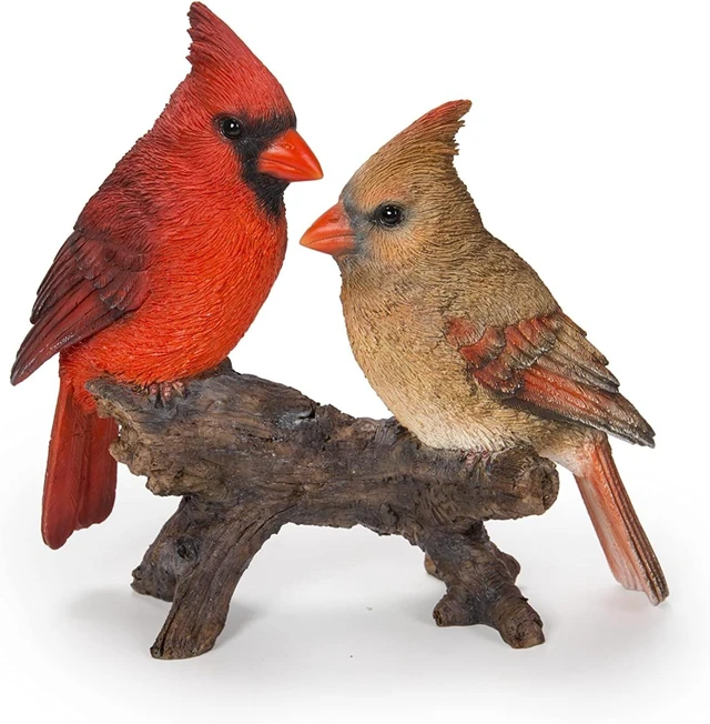 Main image of Multicolor Cardinal Couple on Stump Garden Statue, Gift