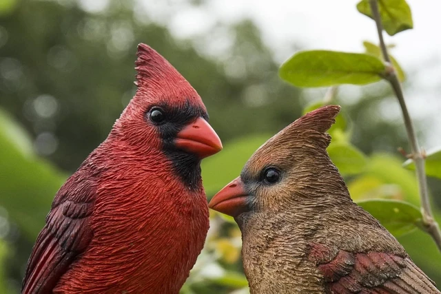 Alt view image 2 of 6 - Multicolor Cardinal Couple on Stump Garden Statue, Gift