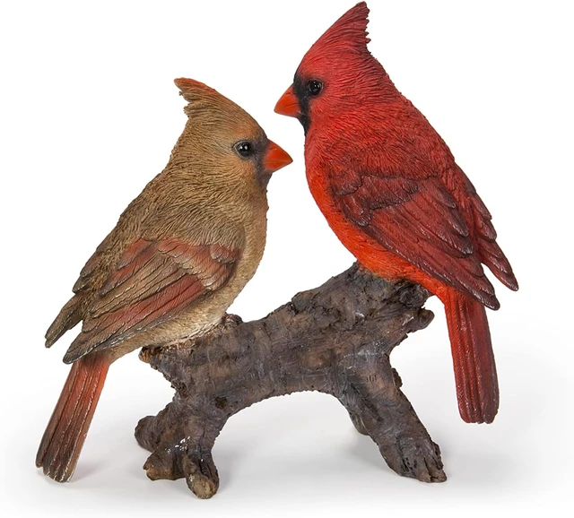 Alt view image 3 of 6 - Multicolor Cardinal Couple on Stump Garden Statue, Gift