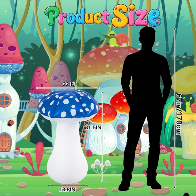 Alt view image 4 of 6 - 2 Pcs LED Inflatable Mushrooms, Red & Blue Garden Outdoor Decor