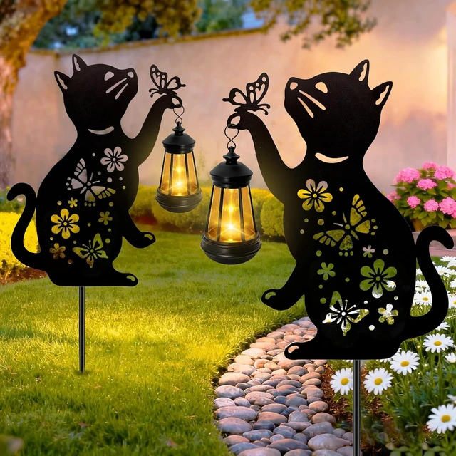Alt view image 7 of 7 - Black Cat Solar Hanging Lantern Outdoor Waterproof Garden Decor