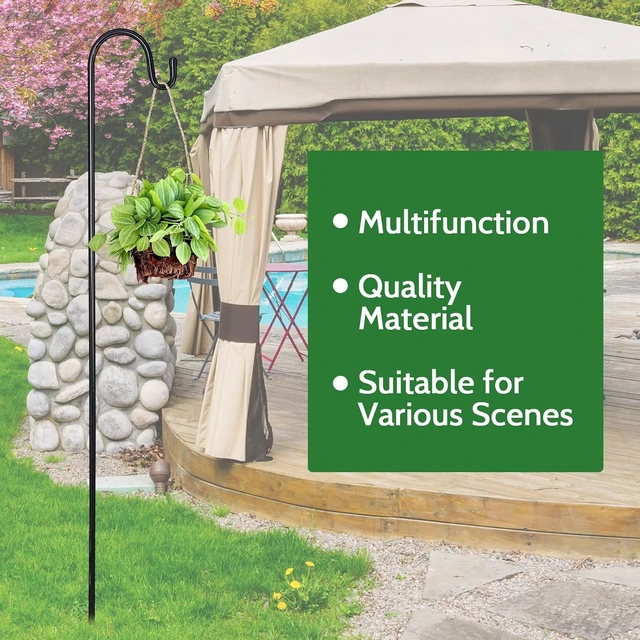 Alt view image 4 of 7 - 12 Pcs 47.24 Inch Adjustable Metal Shepherds Hook Garden Stakes