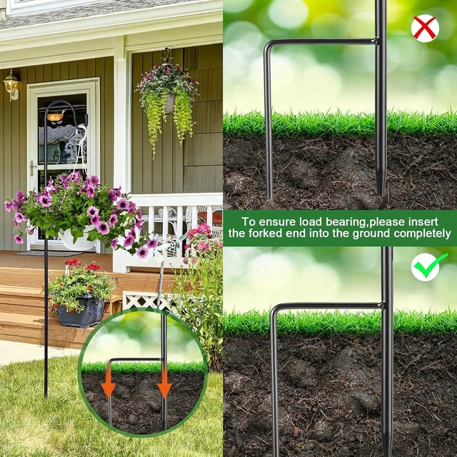 Alt view image 5 of 7 - 12 Pcs 47.24 Inch Adjustable Metal Shepherds Hook Garden Stakes