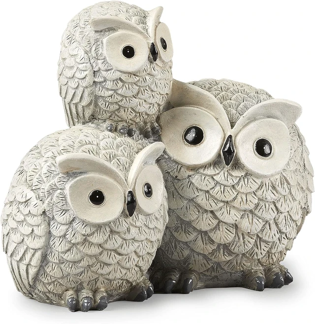 Alt view image 6 of 6 - Light Gray Owl Garden Statue, One Size