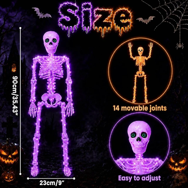 Alt view image 6 of 7 - Halloween Skeleton Decor with Purple & Orange Lights (350lights & 6H autoOff)