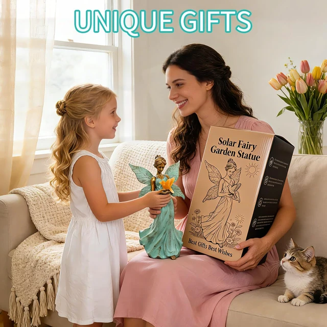 Alt view image 2 of 7 - 10in Fairy Angel Girls Garden Statue with Solar Lights, Outdoor Waterproof Decor