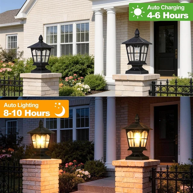 Alt view image 4 of 7 - 2-Pcs Thomas Edison Solar Post Lights Outdoor