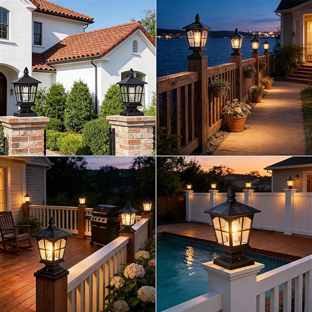 Alt view image 7 of 7 - 2-Pcs Thomas Edison Solar Post Lights Outdoor