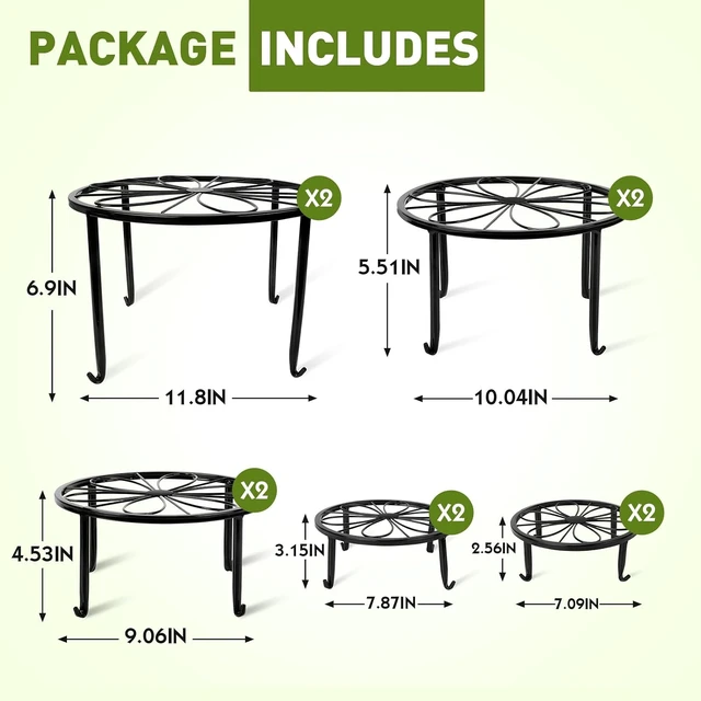 Alt view image 3 of 7 - 10 Pack Metal Plant Stands, Indoor & Outdoor