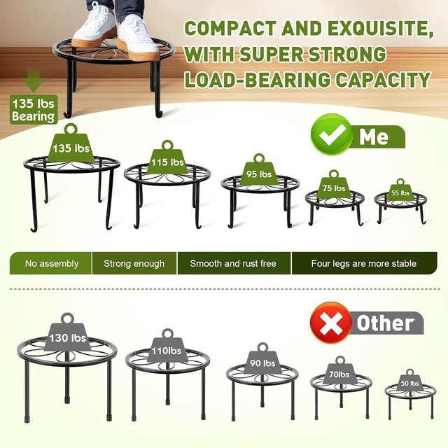 Alt view image 5 of 7 - 10 Pack Metal Plant Stands, Indoor & Outdoor