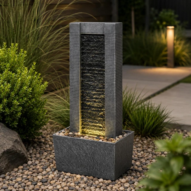 Alt view image 7 of 7 - Freestanding Stone-Look Outdoor Water Fountain