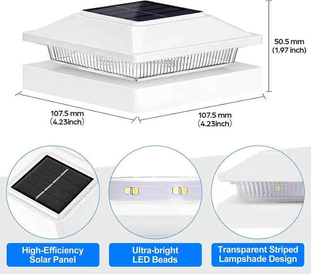 Alt view image 5 of 7 - 16-Pack White Solar Post Cap Lights Outdoor for 4x4 Posts