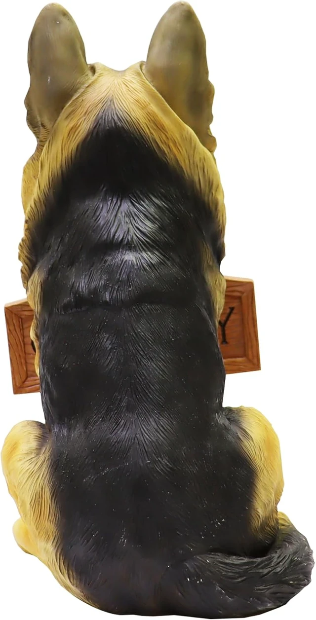 Alt view image 5 of 7 - 12" H German Shepherd Puppy Resin Statue with Reversible Welcome & Go Away Sign, Garden Decor