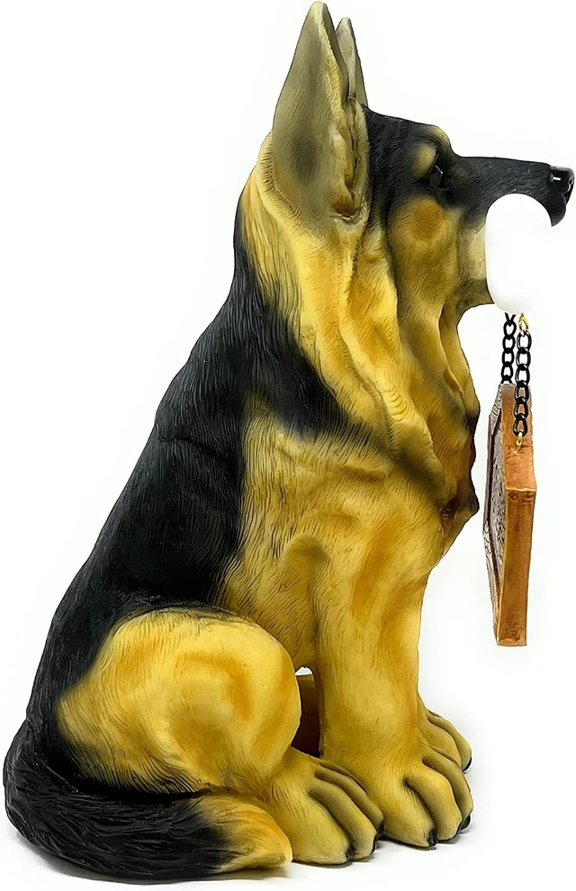 Alt view image 6 of 7 - 12" H German Shepherd Puppy Resin Statue with Reversible Welcome & Go Away Sign, Garden Decor