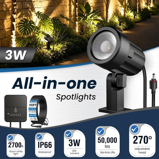 Alt view image 2 of 7 - 12-Pack Plug & Play 3W Warm White Low Voltage Landscape Light Kit